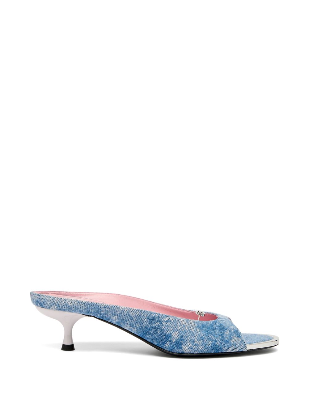 Textured Light Blue Denim-Like Silk and Nylon Sandals