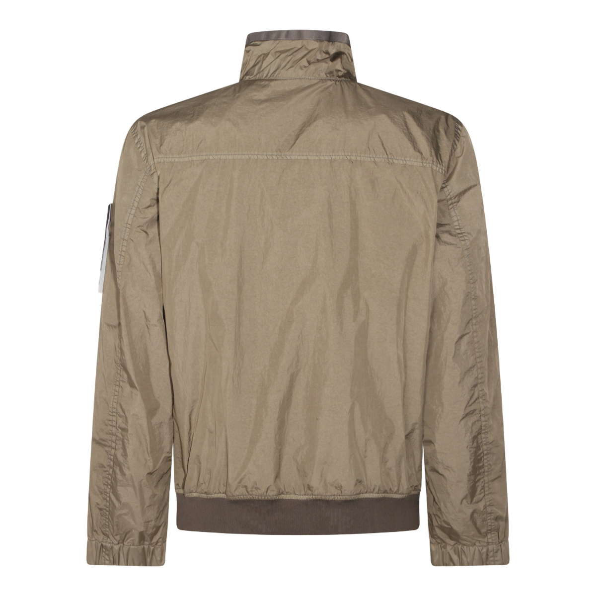 Brown Lightweight Jacket With High Collar And Ribbed Cuffs