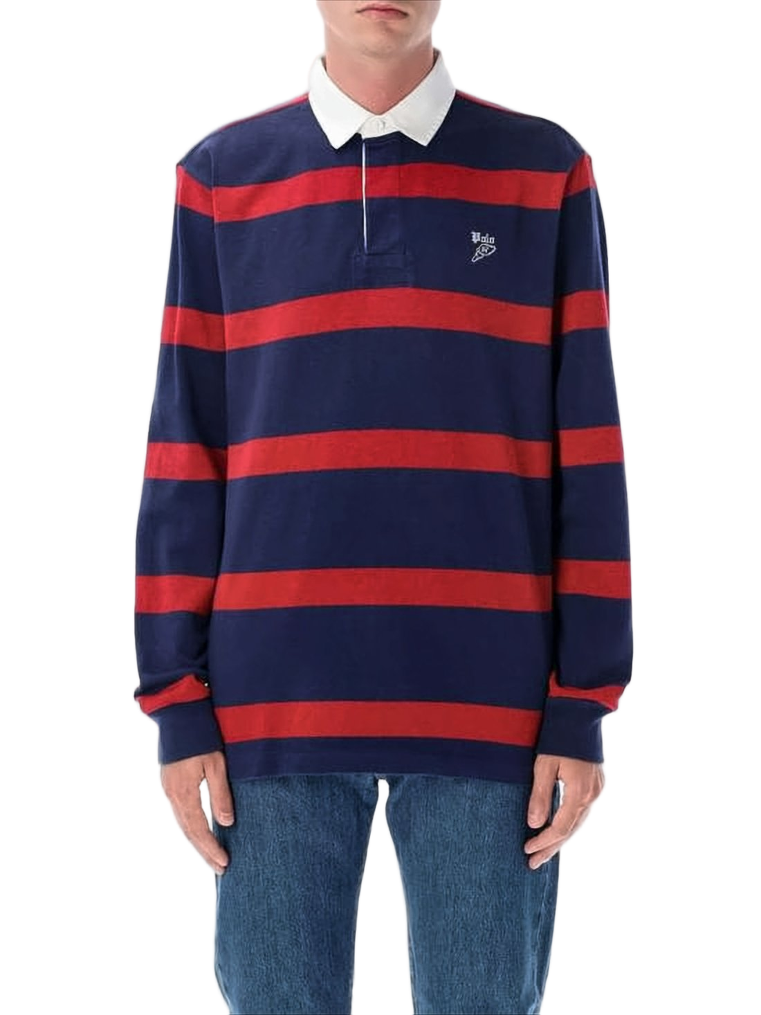 Rugby-Style Long-Sleeve Shirt with Striped Design