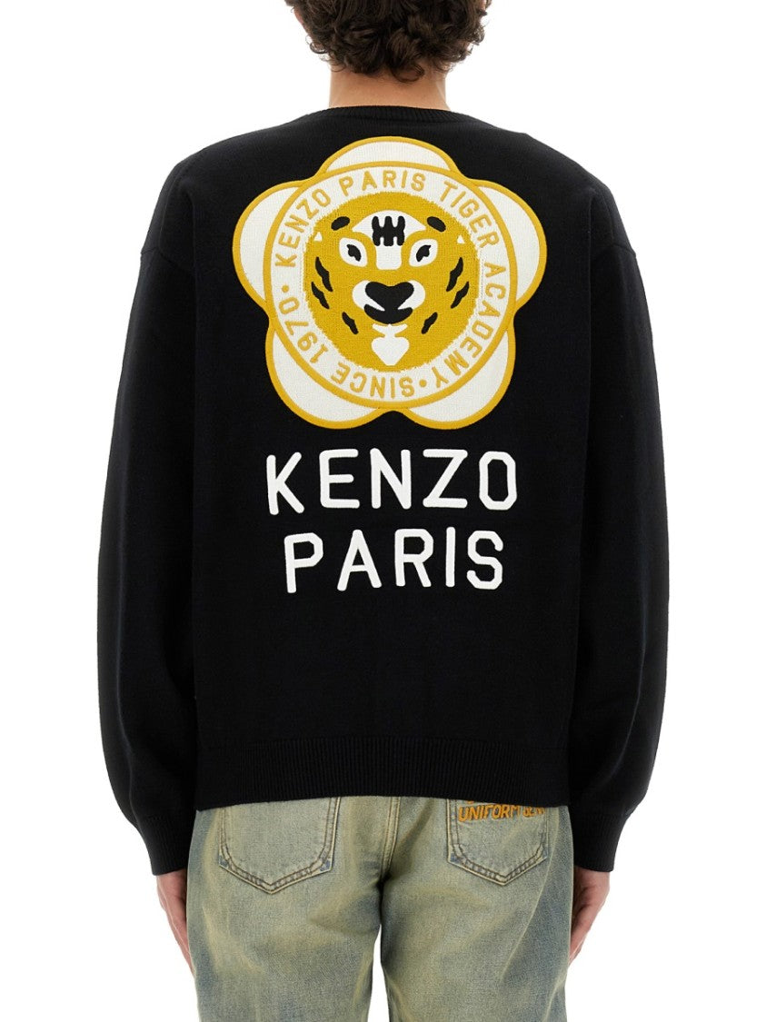 Cardigan With Embroidered Tiger Academy