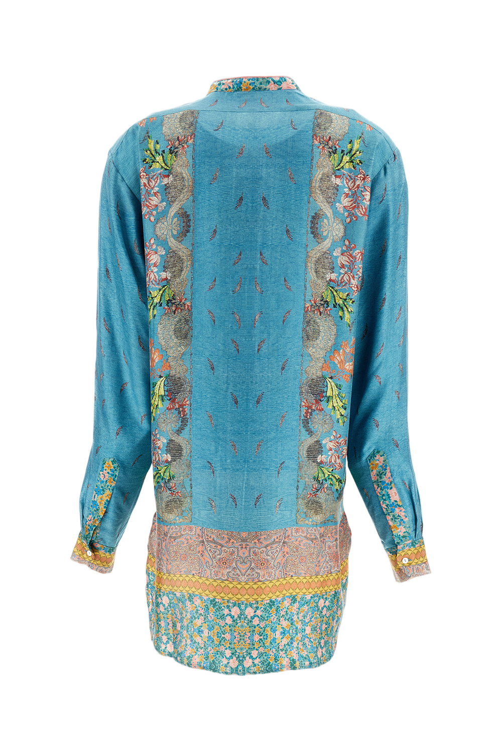 Silk Tunic Shirt With Mandarin Collar