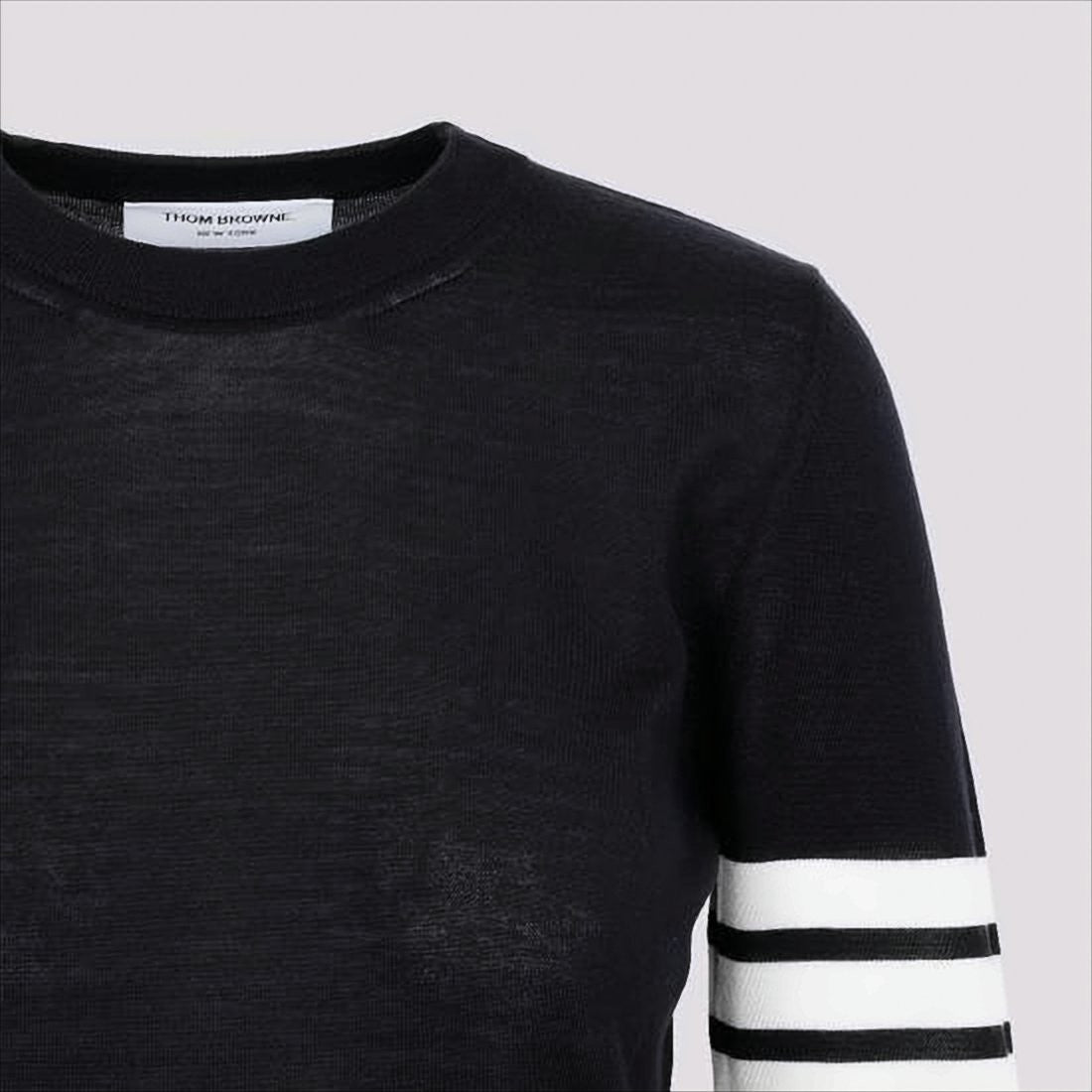 Long Sleeve Wool Sweater with Contrasting Stripe Detail