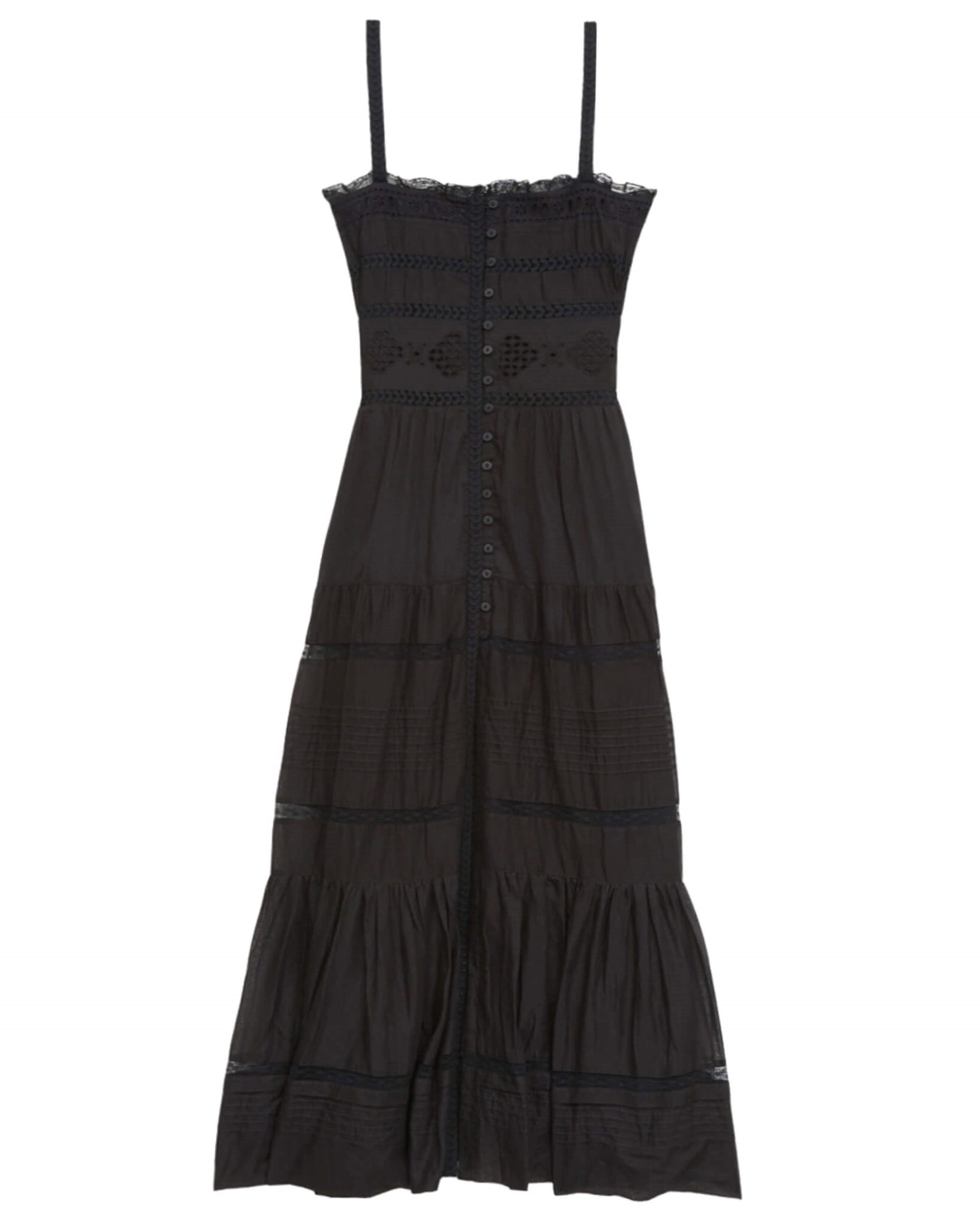 Midi-Length Dress with Button Detailing