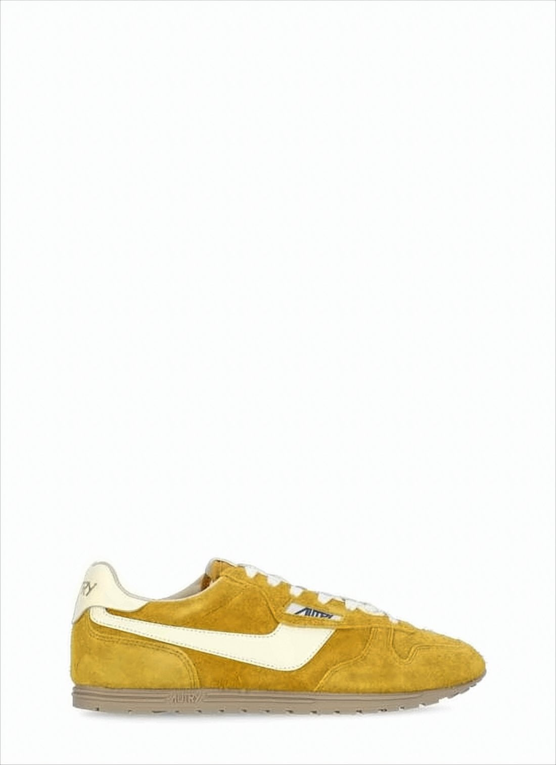 Mustard Yellow Suede Sneakers with White Accents