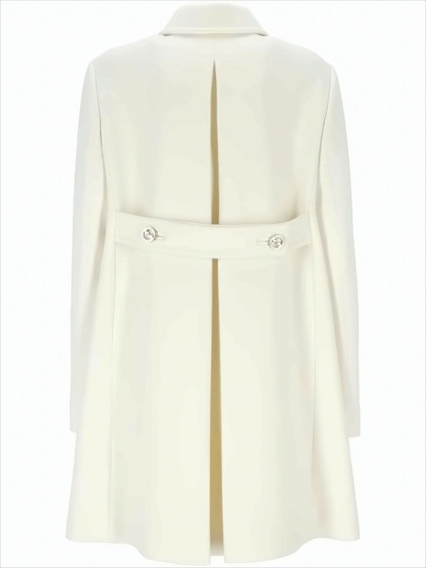Tailored Double-Breasted Coat with Flared Hem
