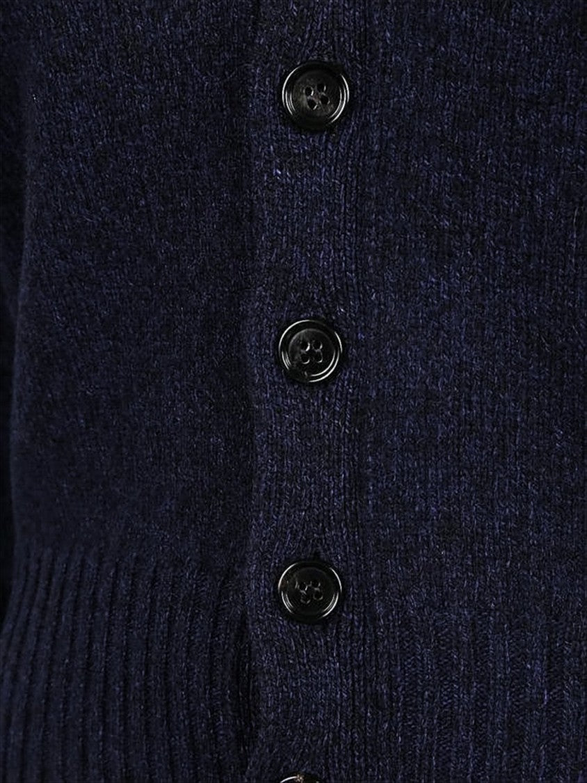 Cropped Blue Cardigan with Deep V-Neckline
