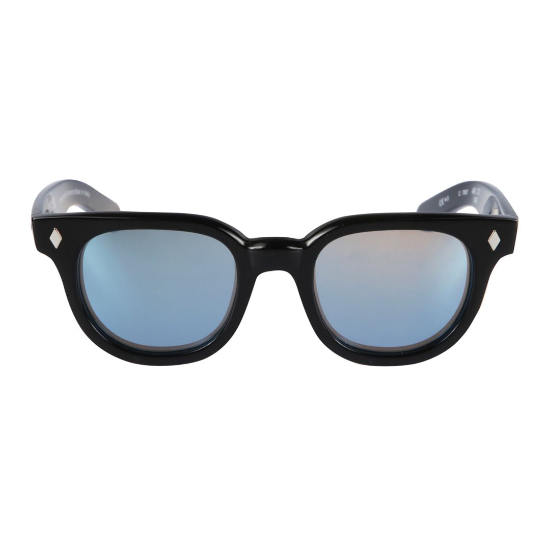 Orbit Square Frame Sunglasses with Reflective Blue Lenses