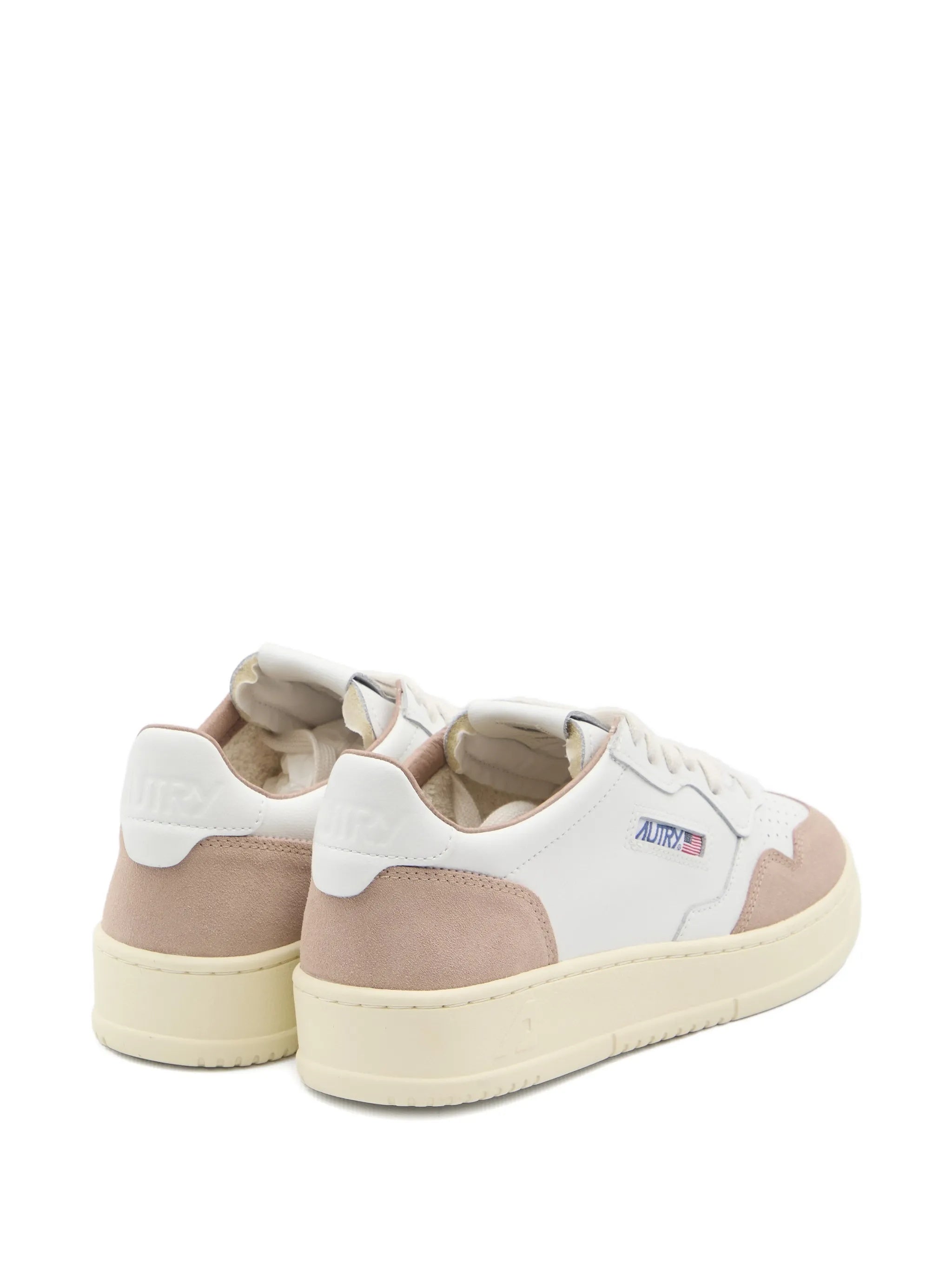White Medalist Low Suede Overlay Sneakers