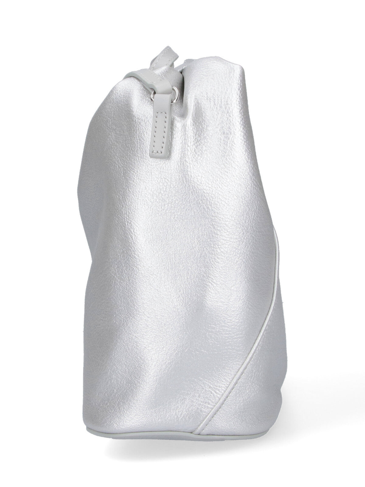 Structured Silver Handbag With Minimalist Aesthetic