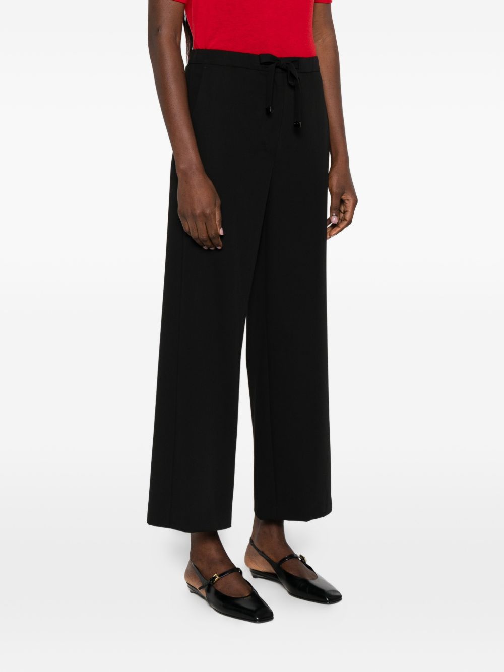 Elasticated Waist Black Wool Pants