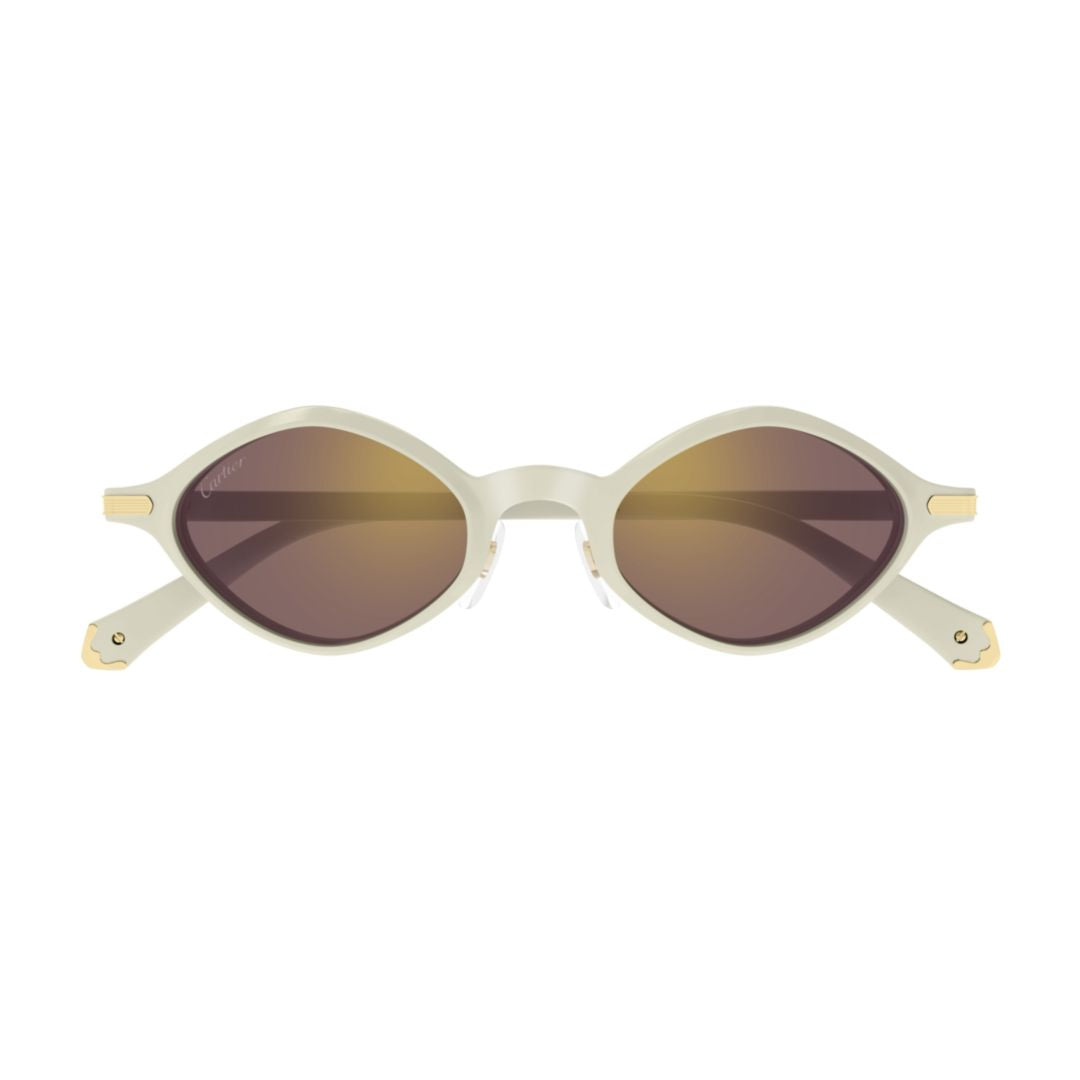 Oval Off-White Recycled Acetate Sunglasses With Brown-Tinted Lenses