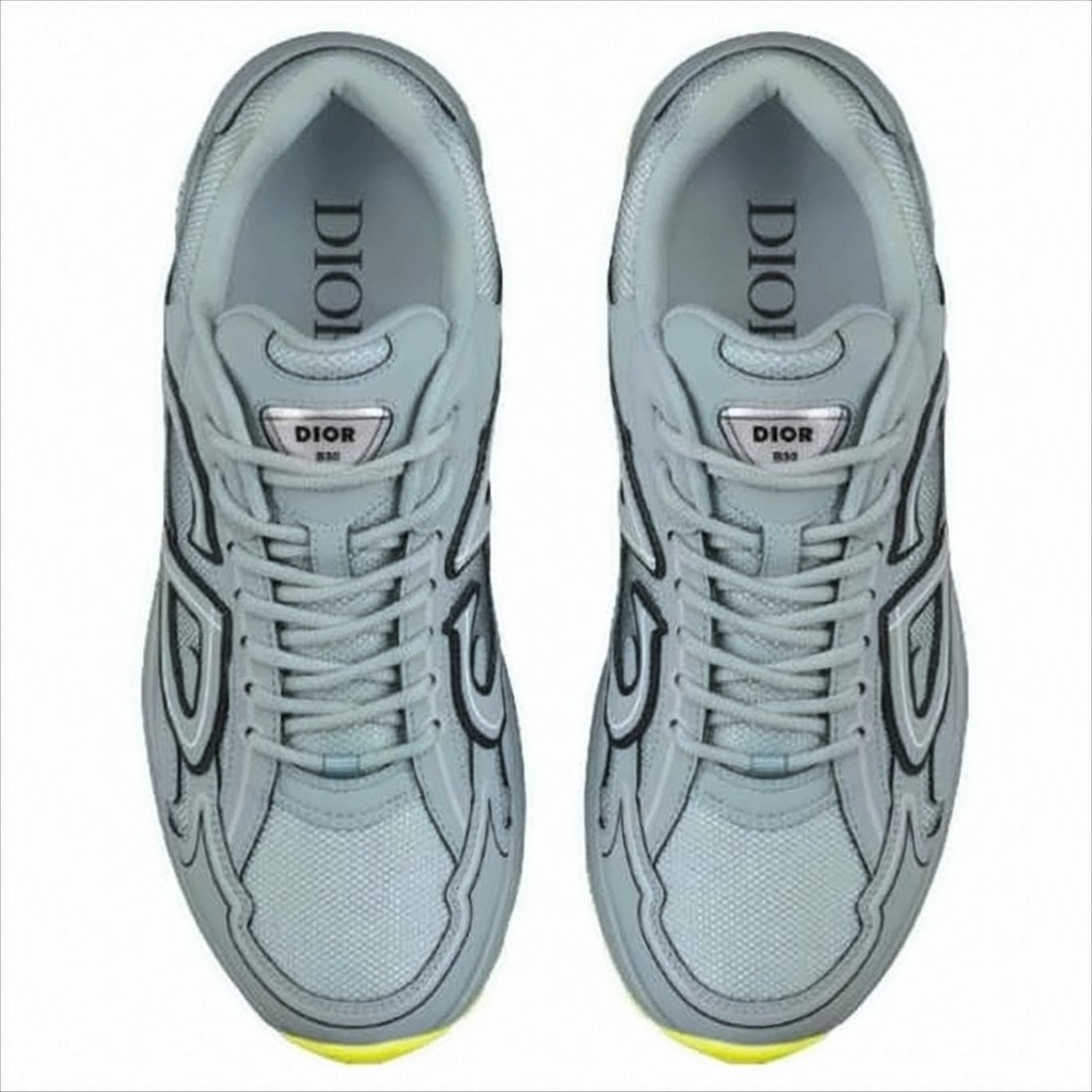 Mesh and Calf Leather Sneakers with Bold CD Lettering