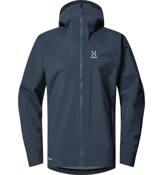 Hooded Blue Jacket With Matte Finish And Minimalist Design