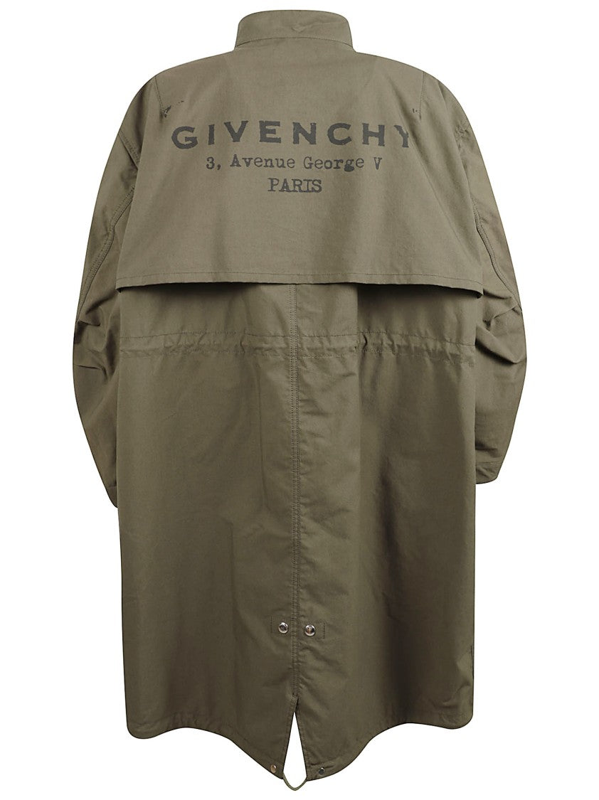 Crinkled Cotton Parka With High Collar