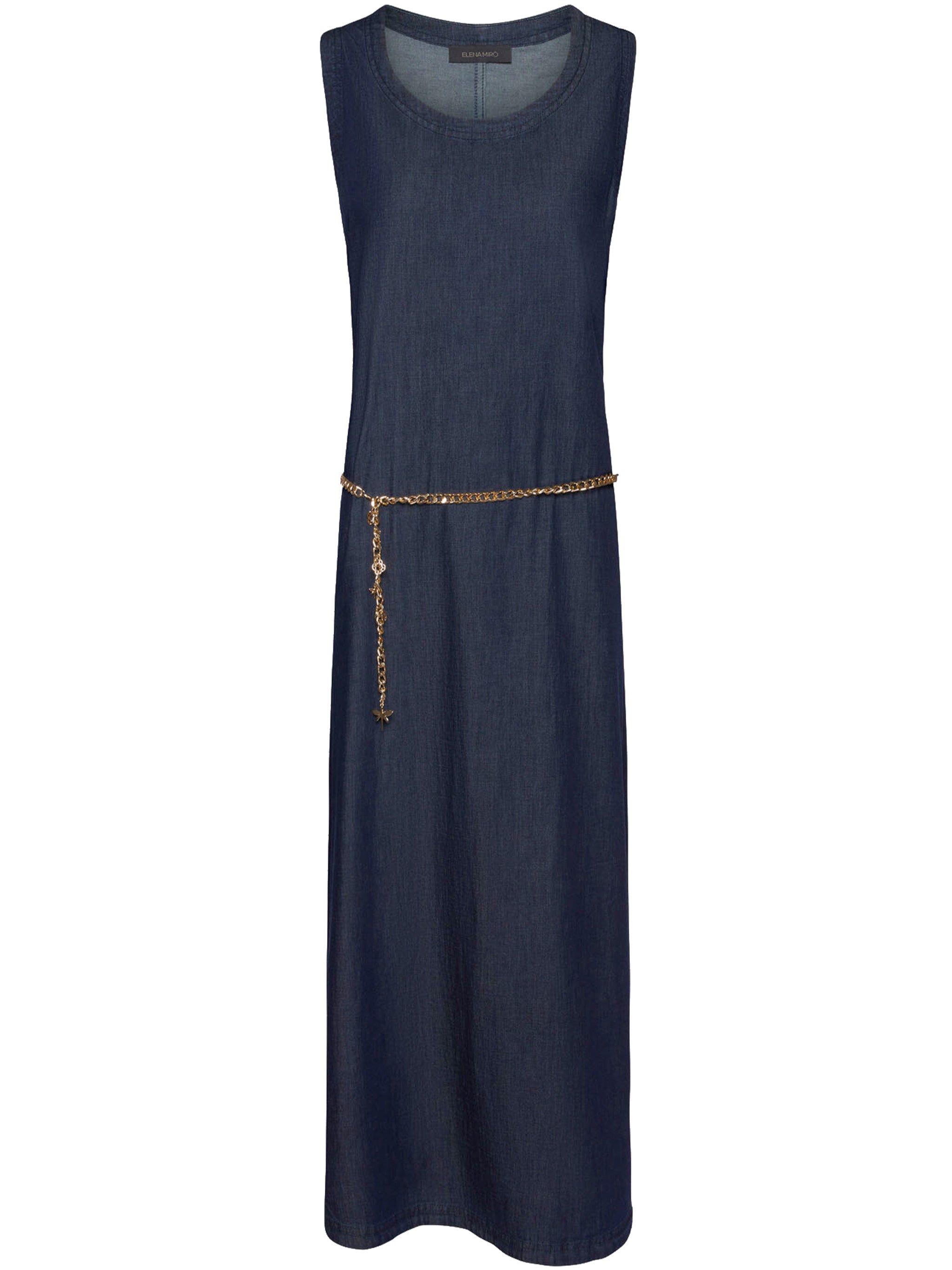 Sleeveless Blue Denim Midi Chain Dress