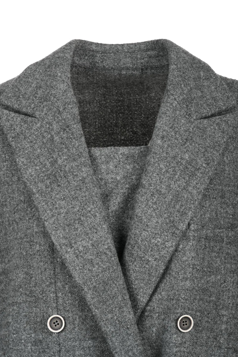 Double-Breasted Jacket Acrylic Wool - Grey