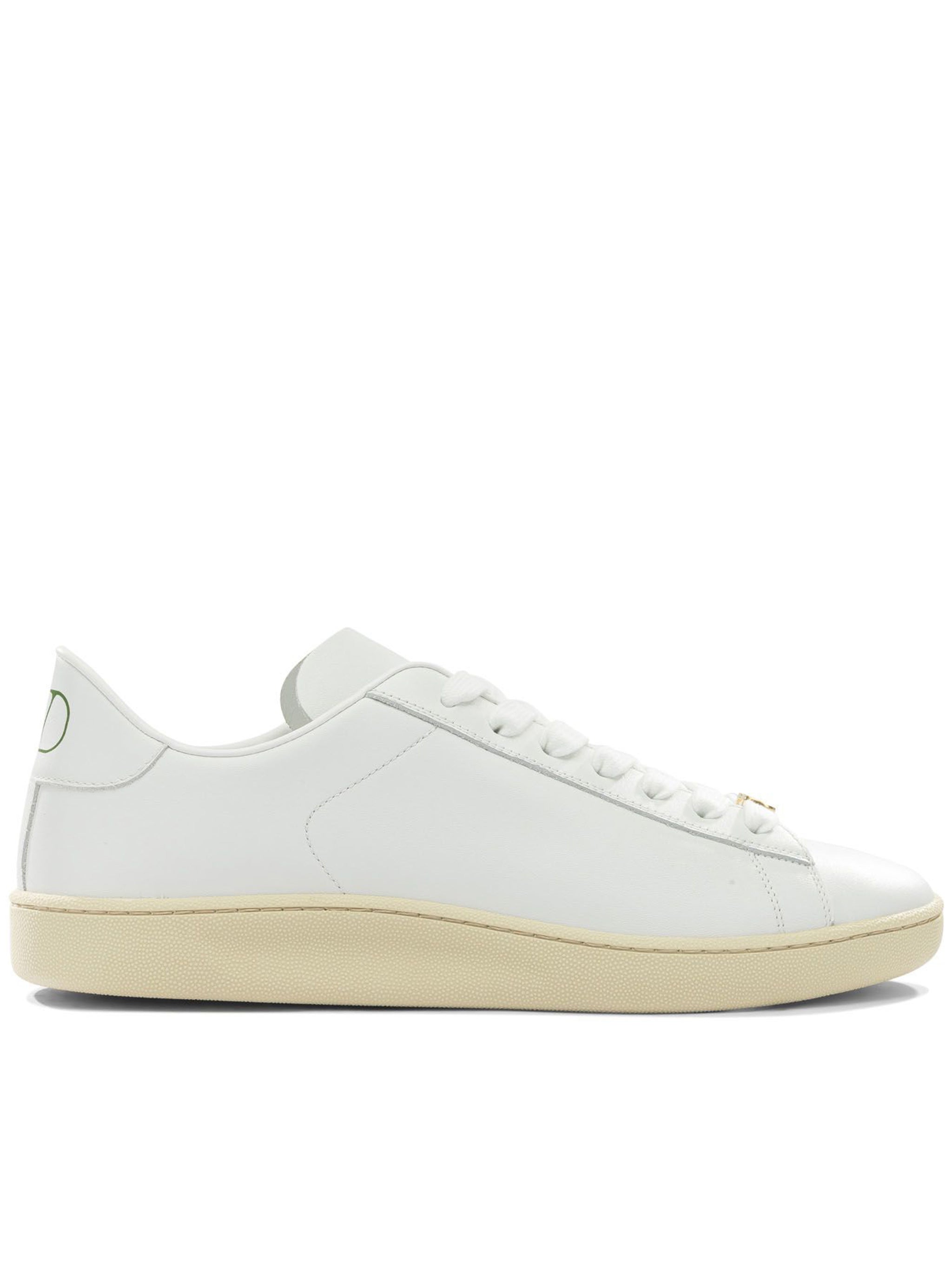 White Minimalist Smooth Leather Low-Top Sneakers