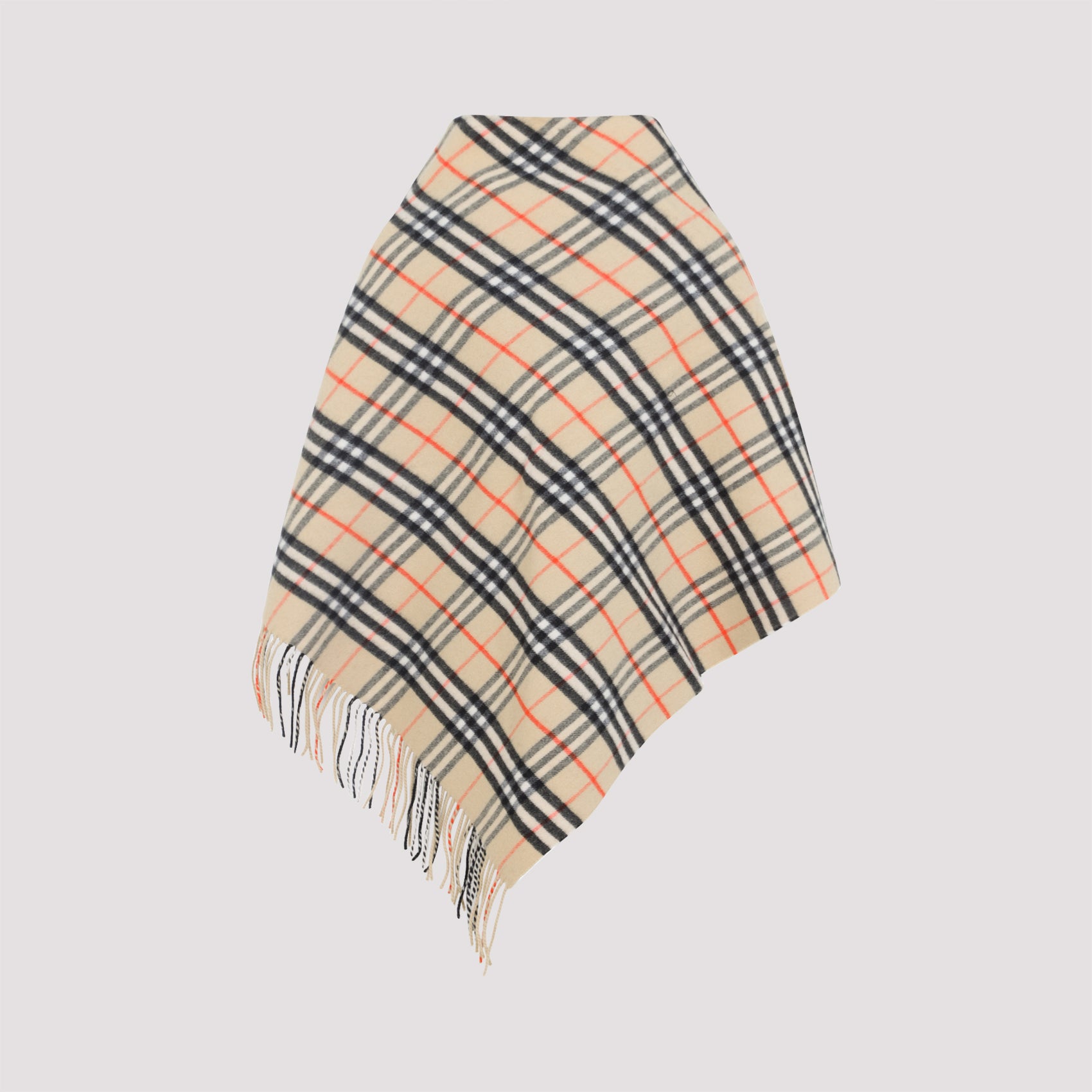 Classic Check Pattern Wool-Cashmere Blend Scarf