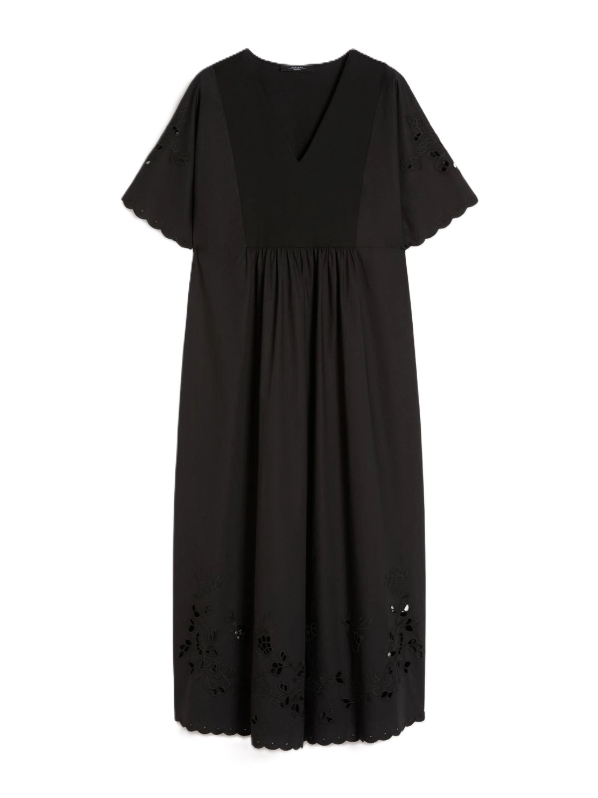 Flowing Midi Dress with Floral Embroidery
