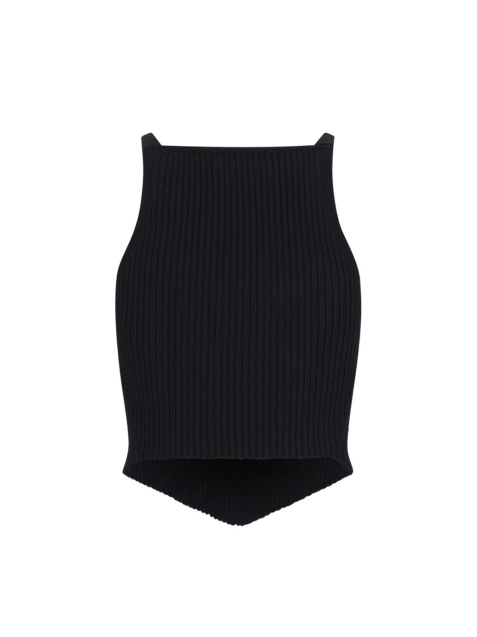 Ribbed Knit Top – Black