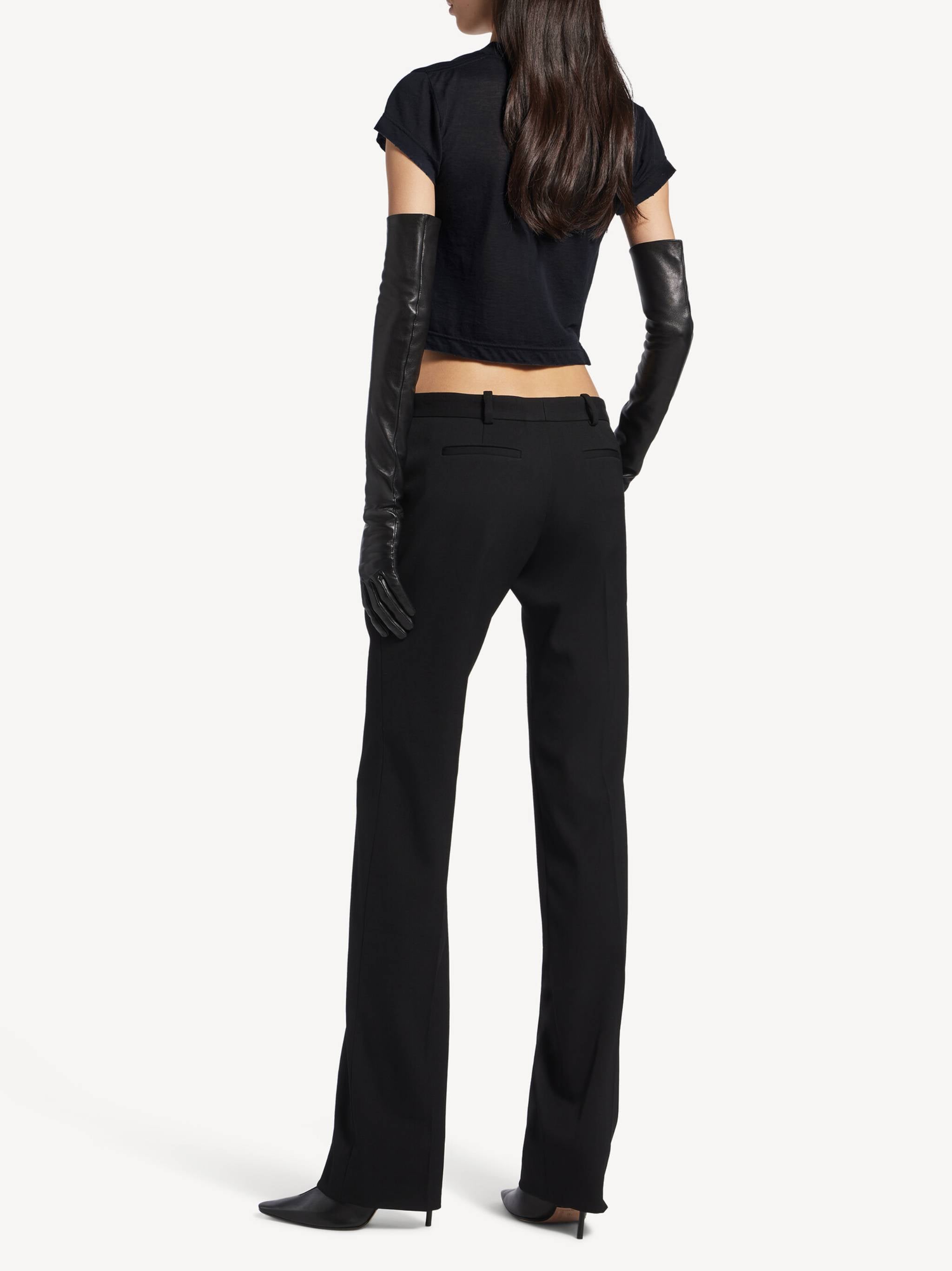 Black Chopped Back Cropped Graphic T-Shirt