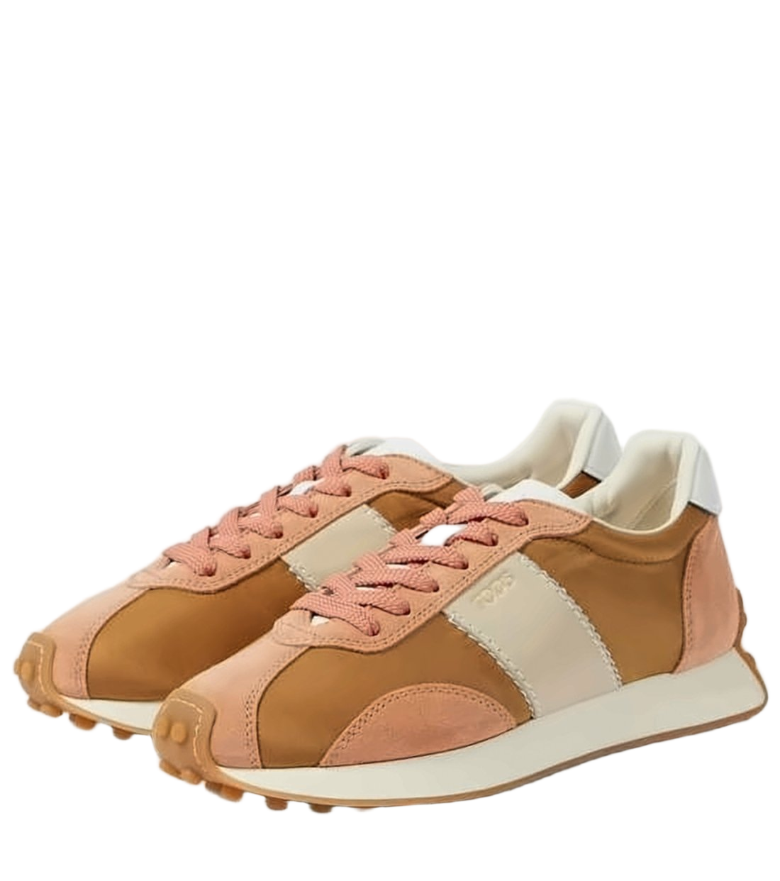 Brown Fabric and Suede Sneakers