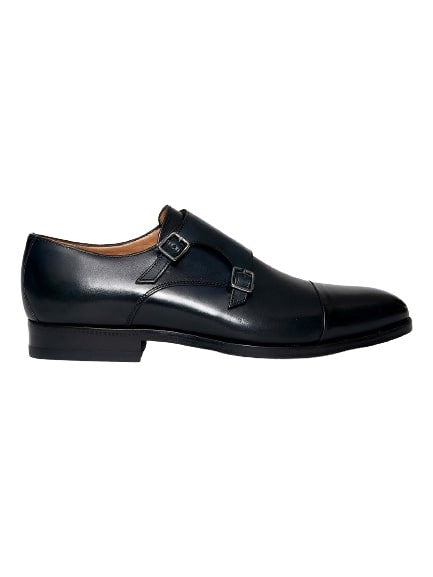 Double Buckle In Blue Calfskin