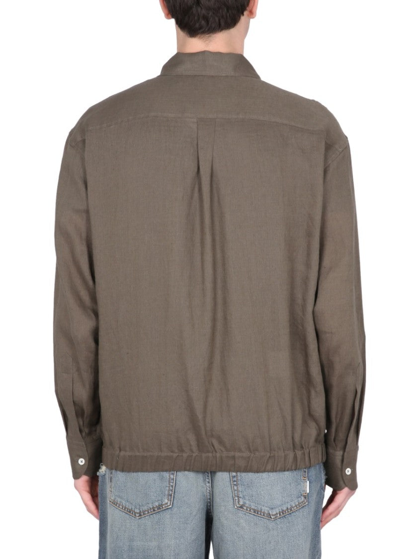 Classic Linen Jacket With Zipper Closure