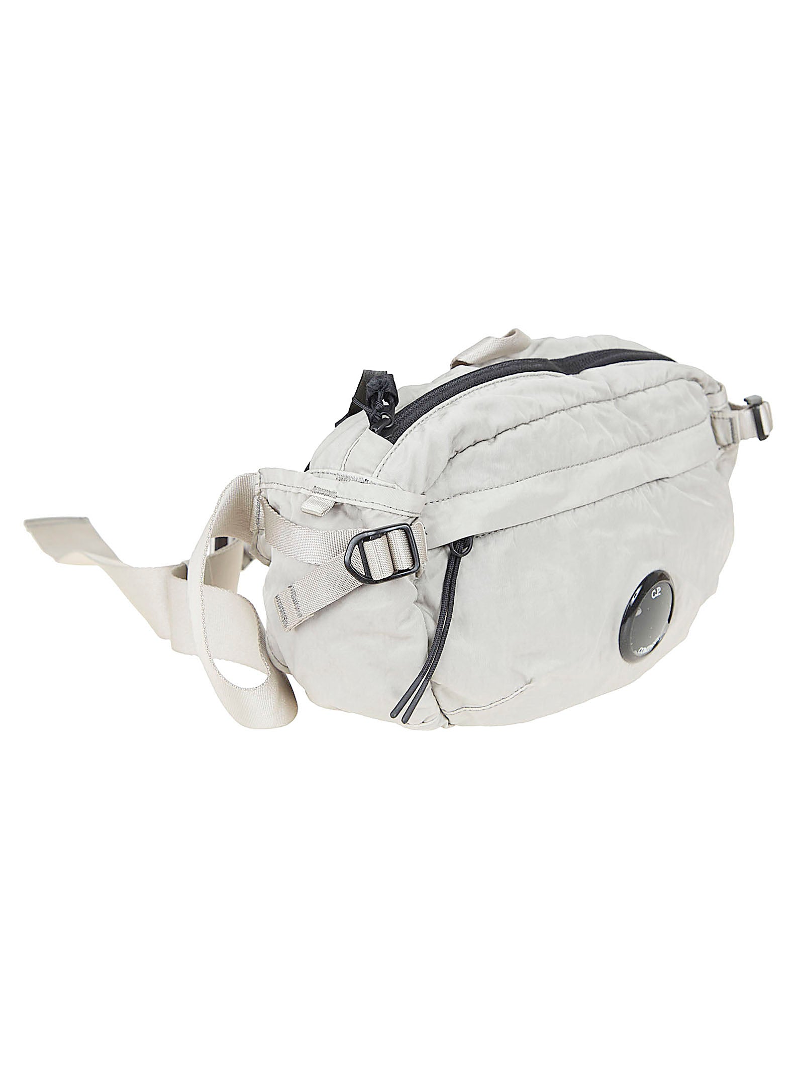 Tonal Gray Compact Belt Bag With Top Handle