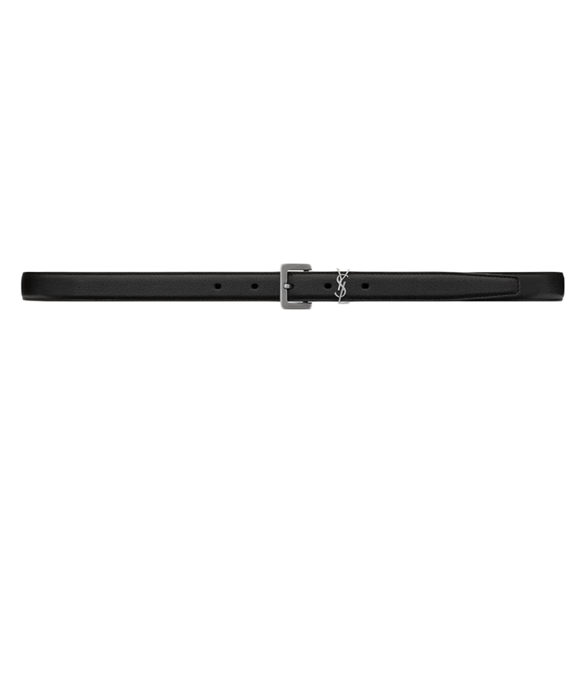 Calfskin Black Belt with Silver Buckle
