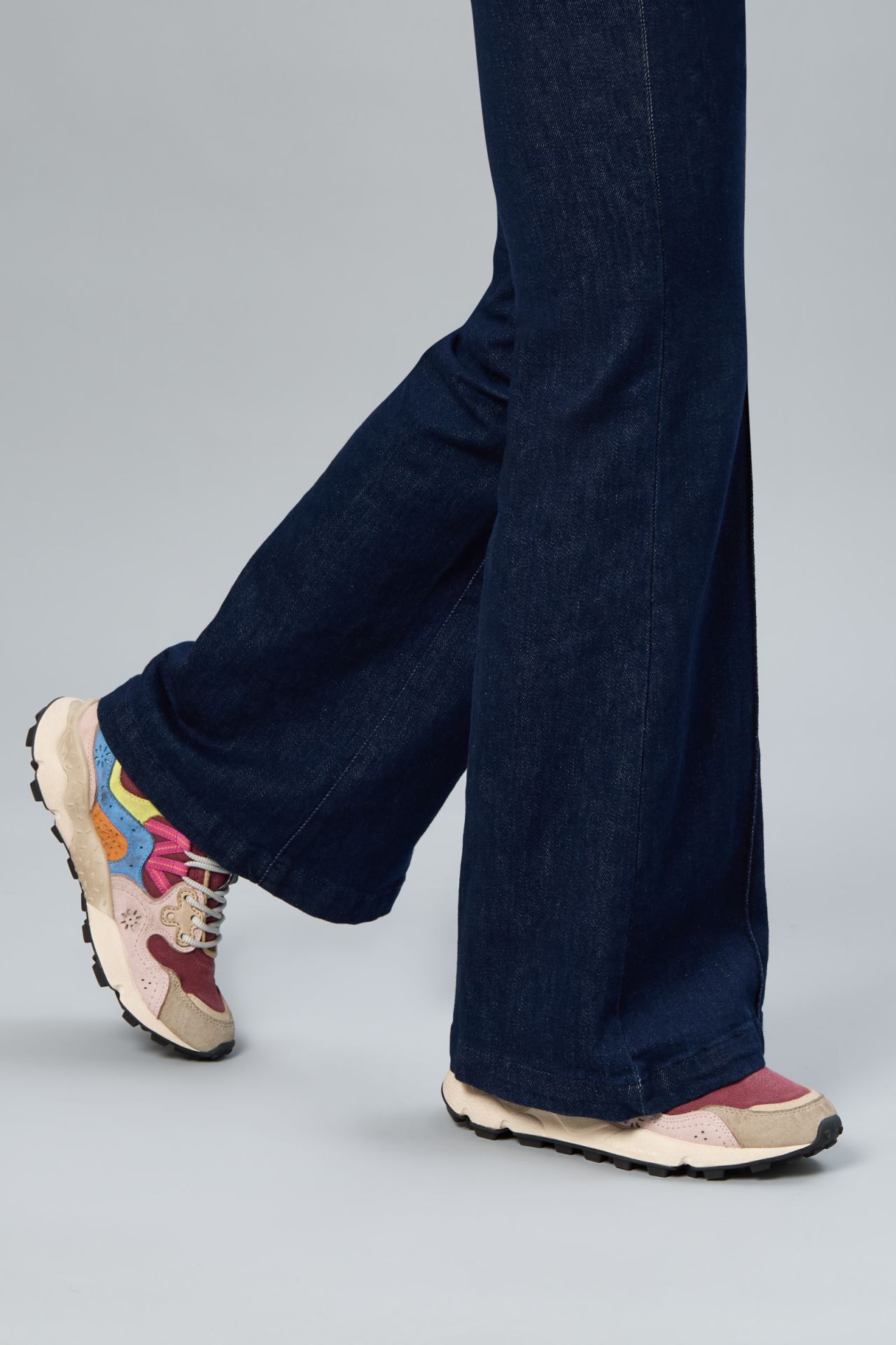Multi-Colored Sneakers with Chunky Textured Sole