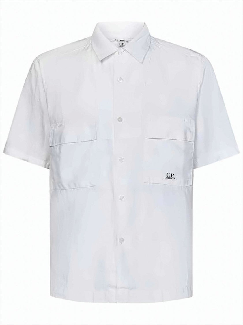 Short-Sleeved Linen Shirt with Classic Collar