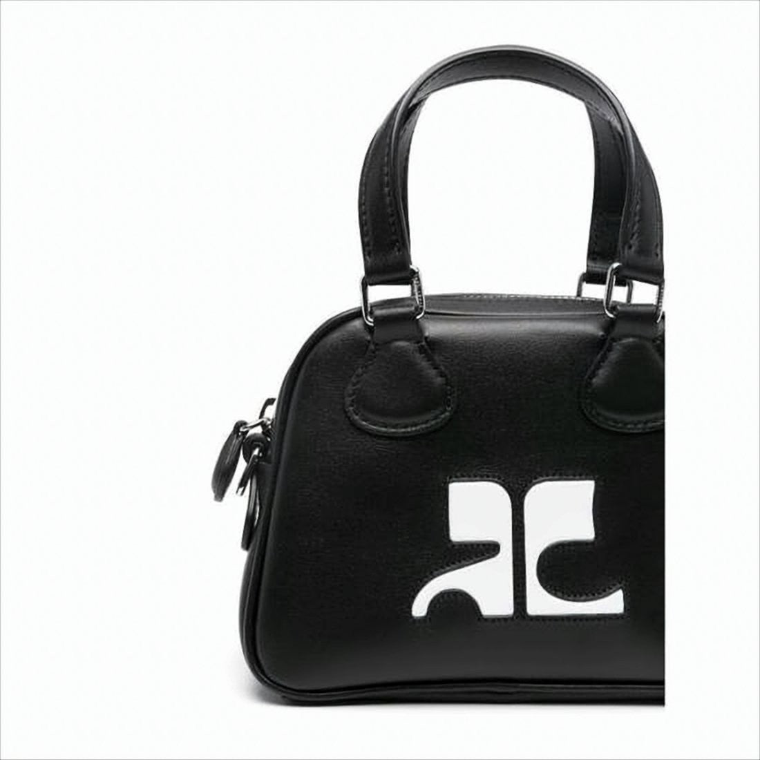 Structured Black Calf Leather Tote Bag With Contrasting Logo