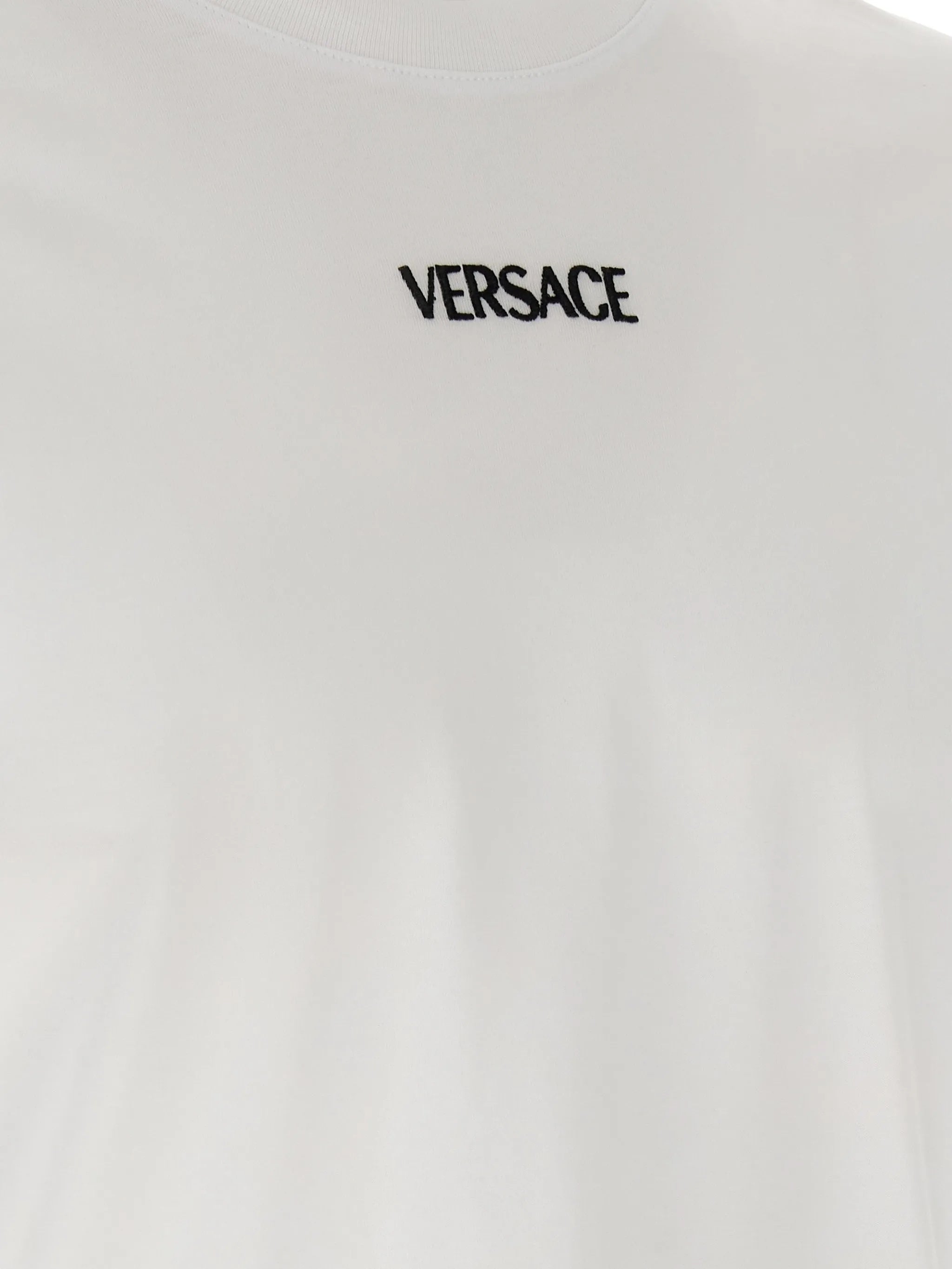 White Minimalist Embroidered Logo Cotton T-shirt