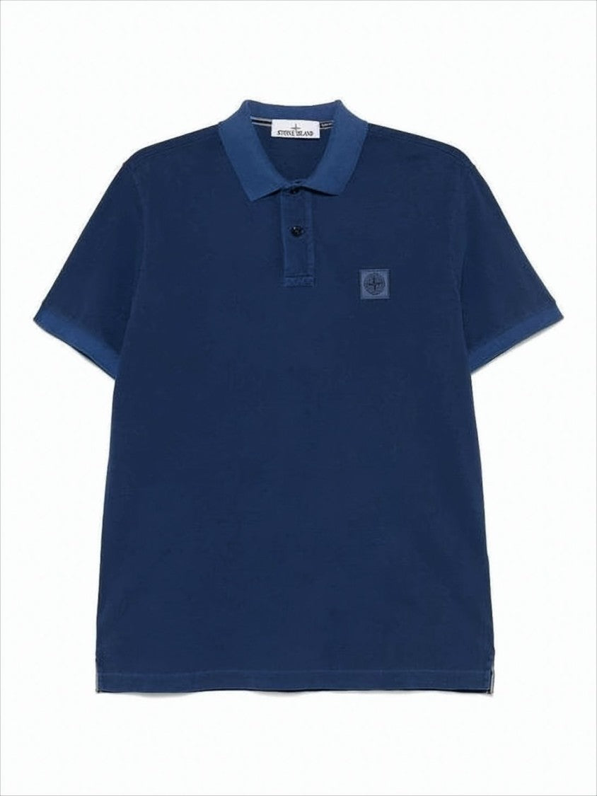 Short-Sleeve Polo Shirt with Matching Collar and Embroidered Logo