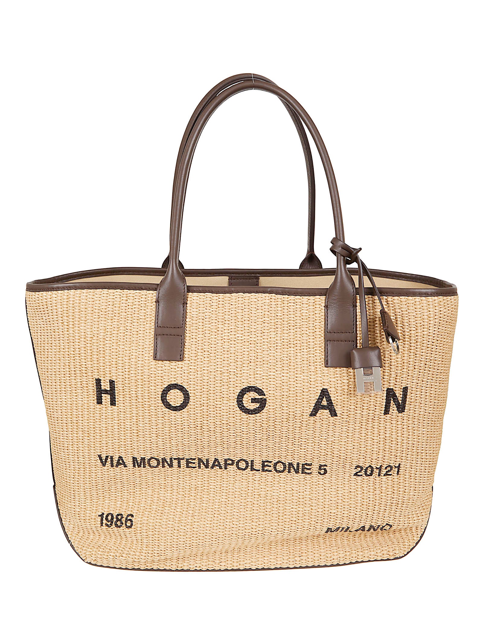 Spacious Shopper Bag with Calfskin Accents