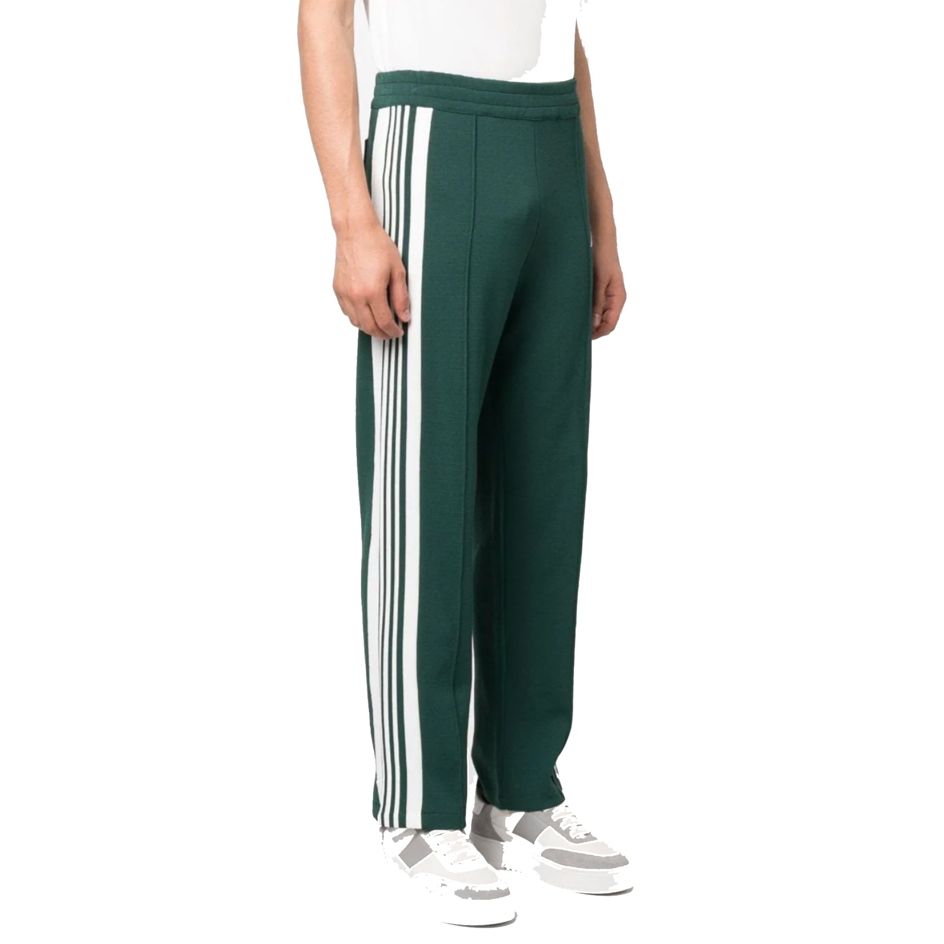 Deep Green Track Trousers With Contrast Stripes