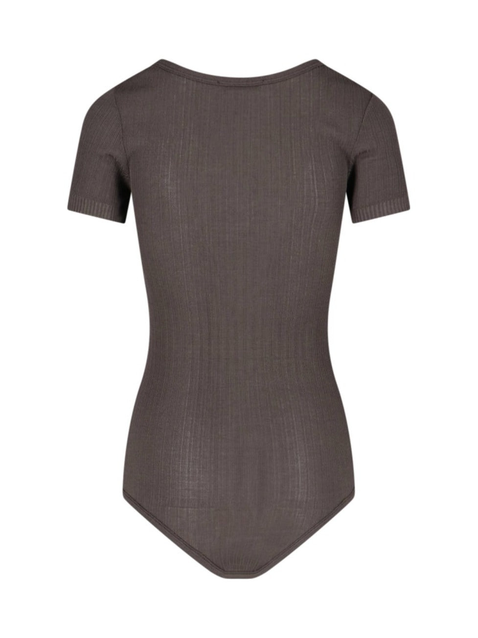 Ribbed Textured Bodysuit With Round Neckline