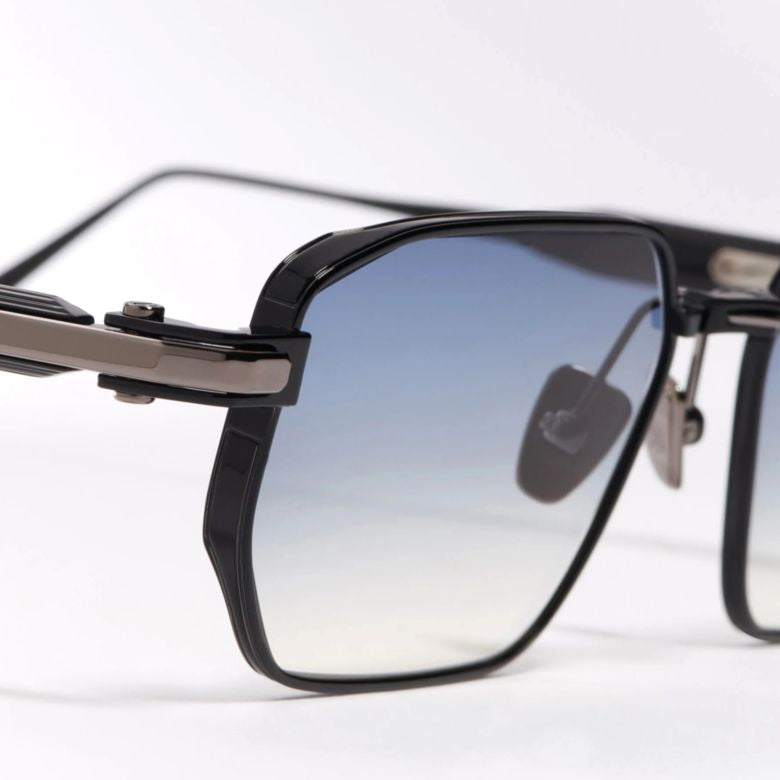 Miles Geometric Black Sunglasses with Gradient Blue Lenses