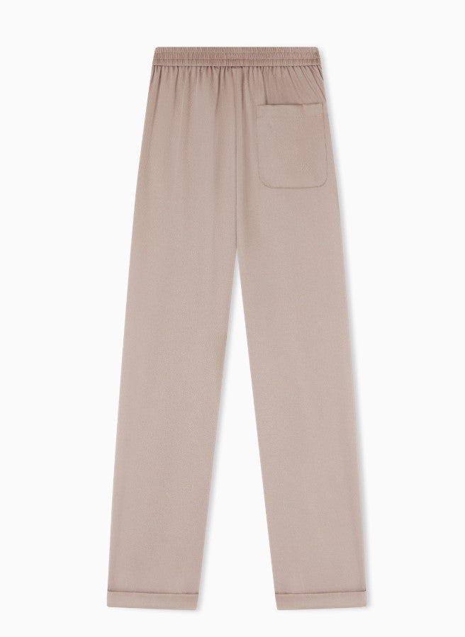 Crepe Twill Elastic Waist Fixed Trousers