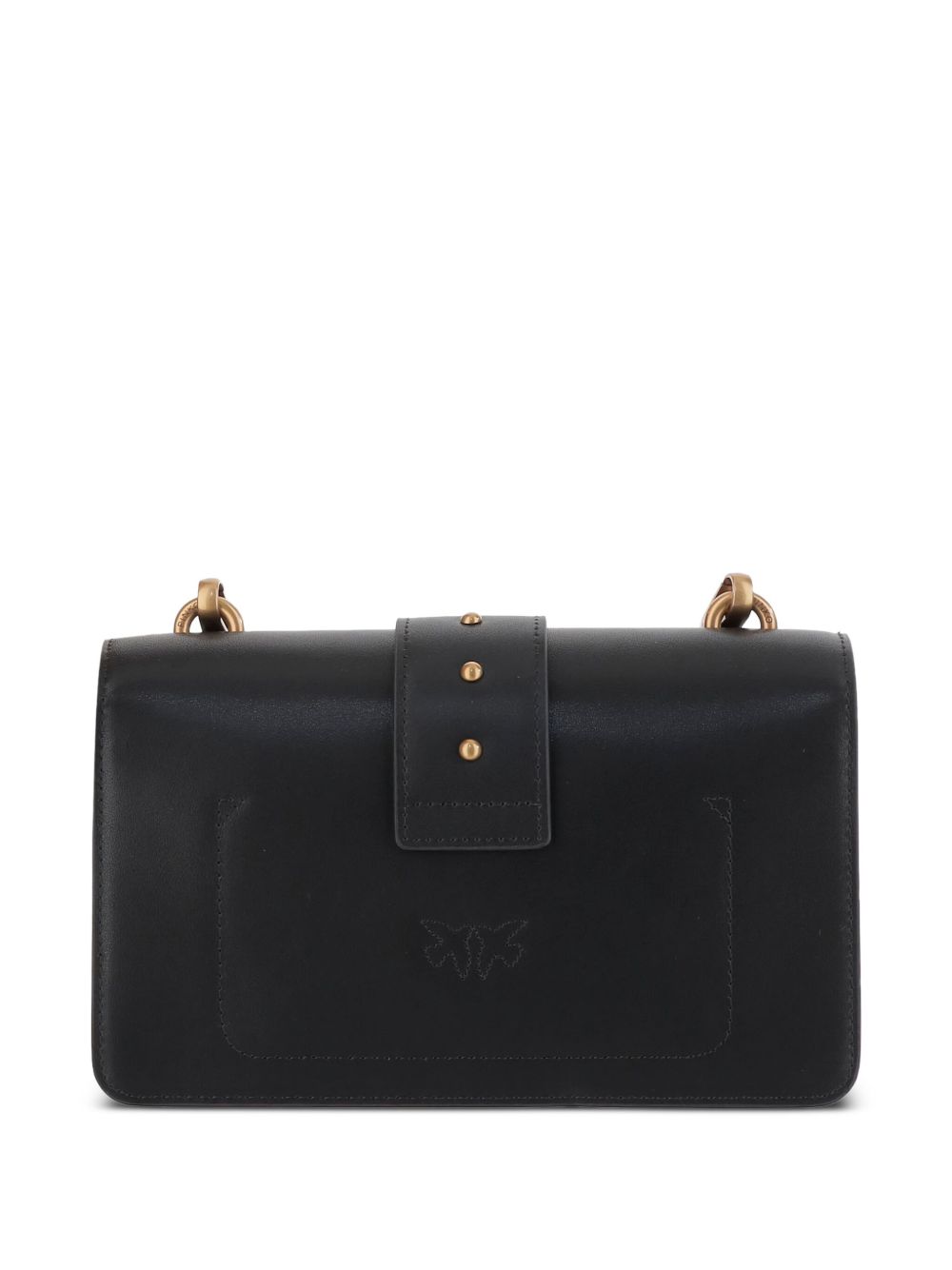 Rectangular Black Bag With Gold-Tone Chain Strap