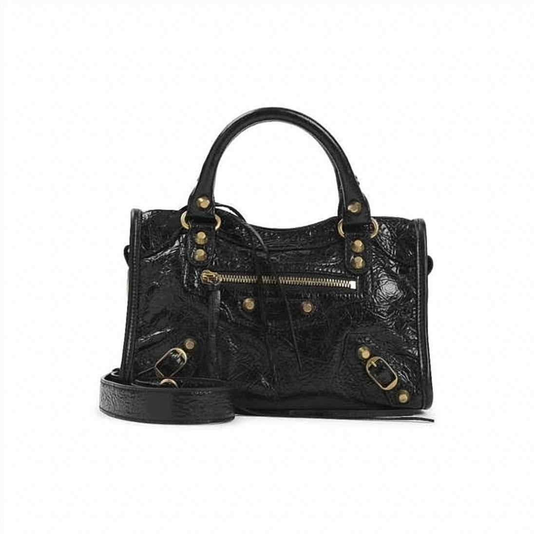 Textured Lambskin Mini Handbag with Glossy Finish