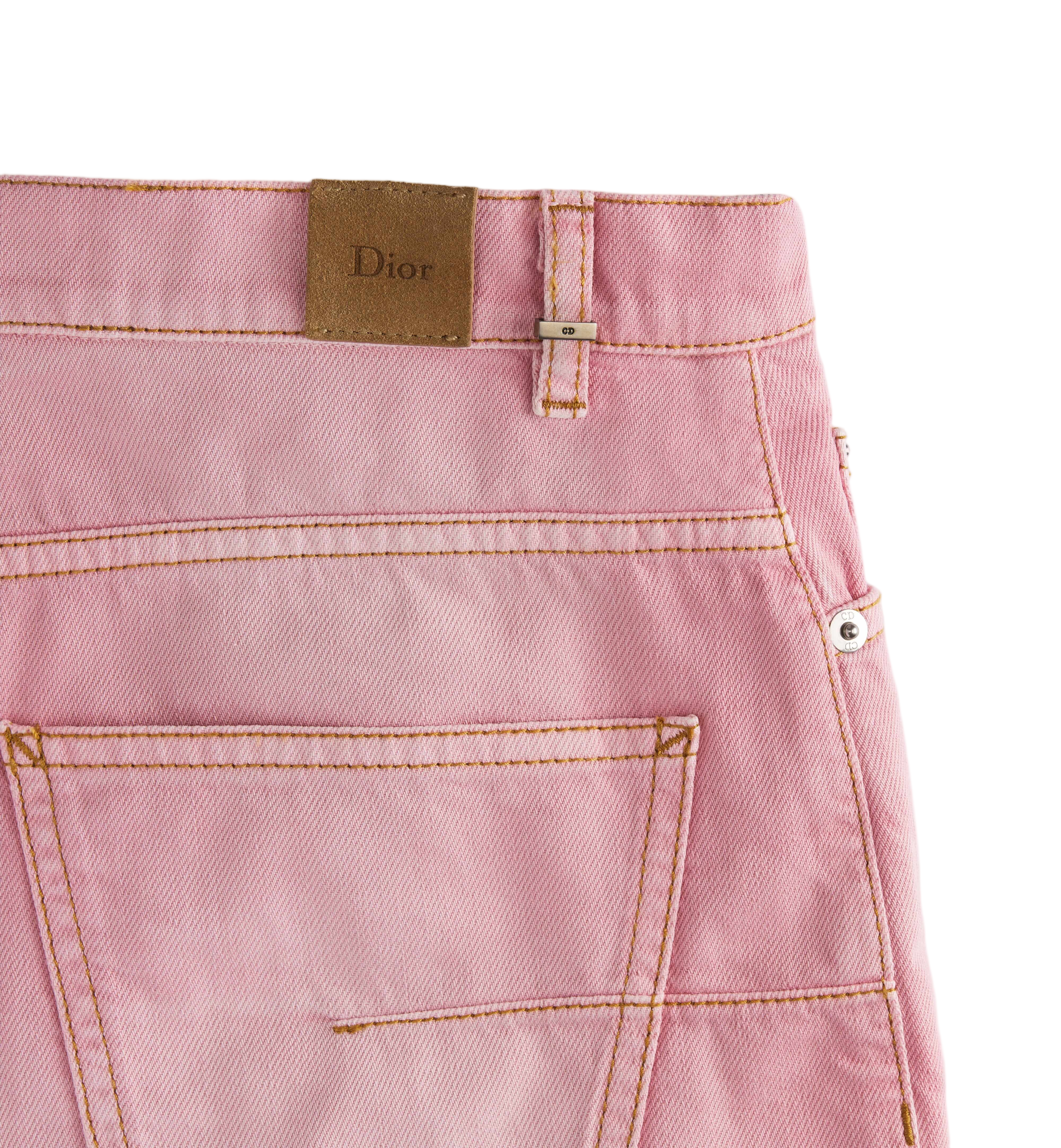 Pink Denim Mini Skirt Frayed Hem