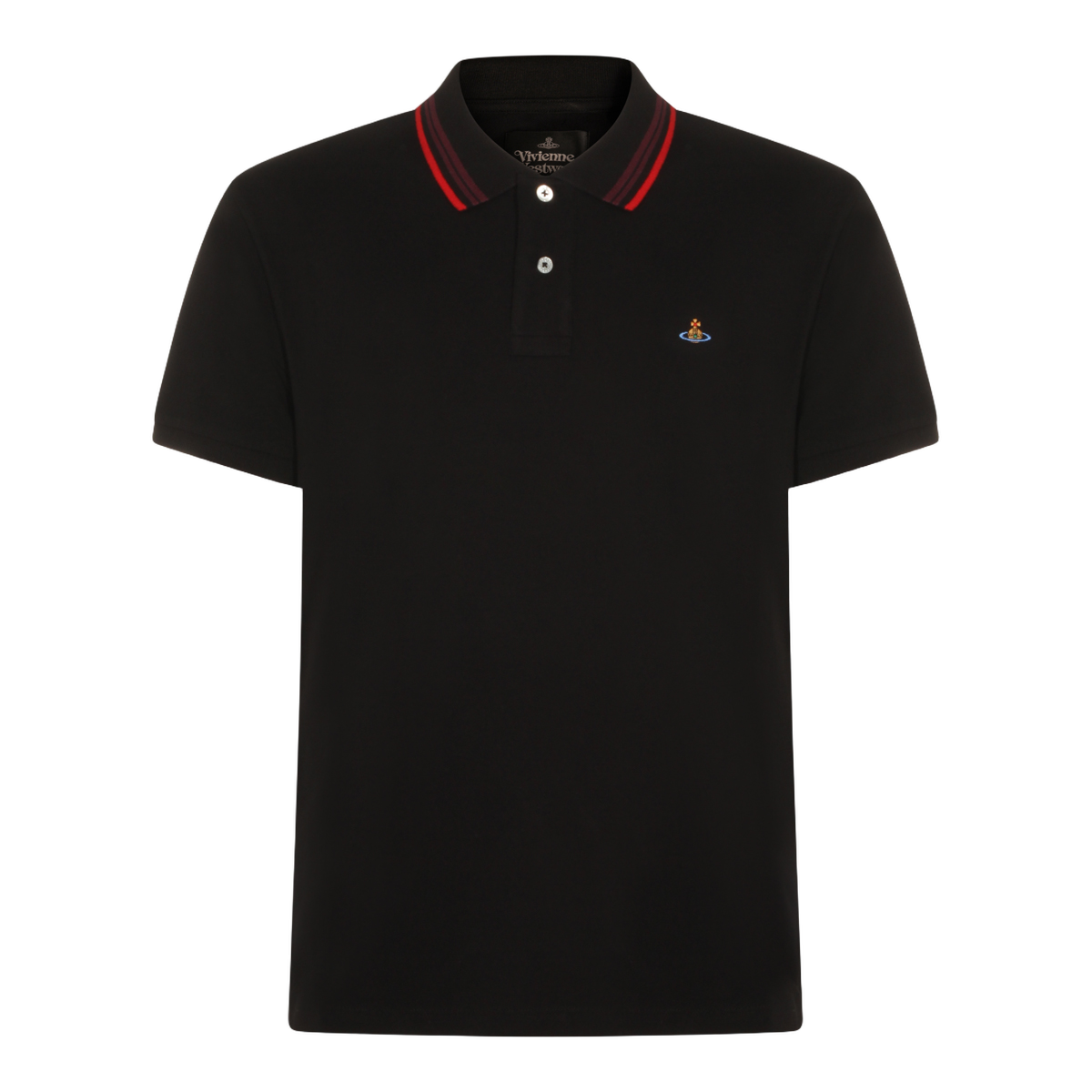 Classic Black Polo with Ribbed Stripes