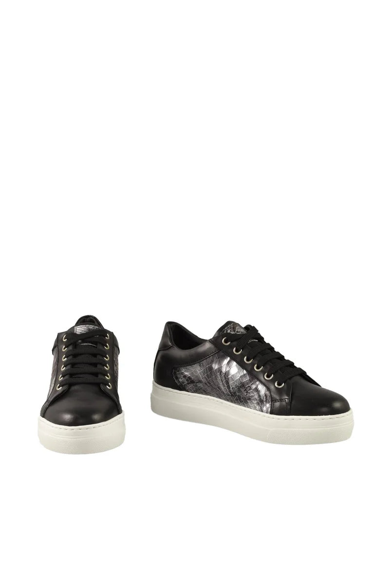 Low-Top Sneakers with Textured Silver Panels