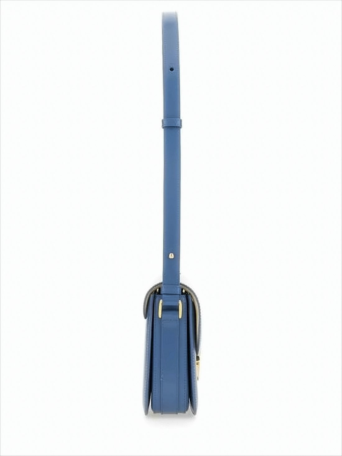 Structured Blue Cowhide Leather Shoulder Bag