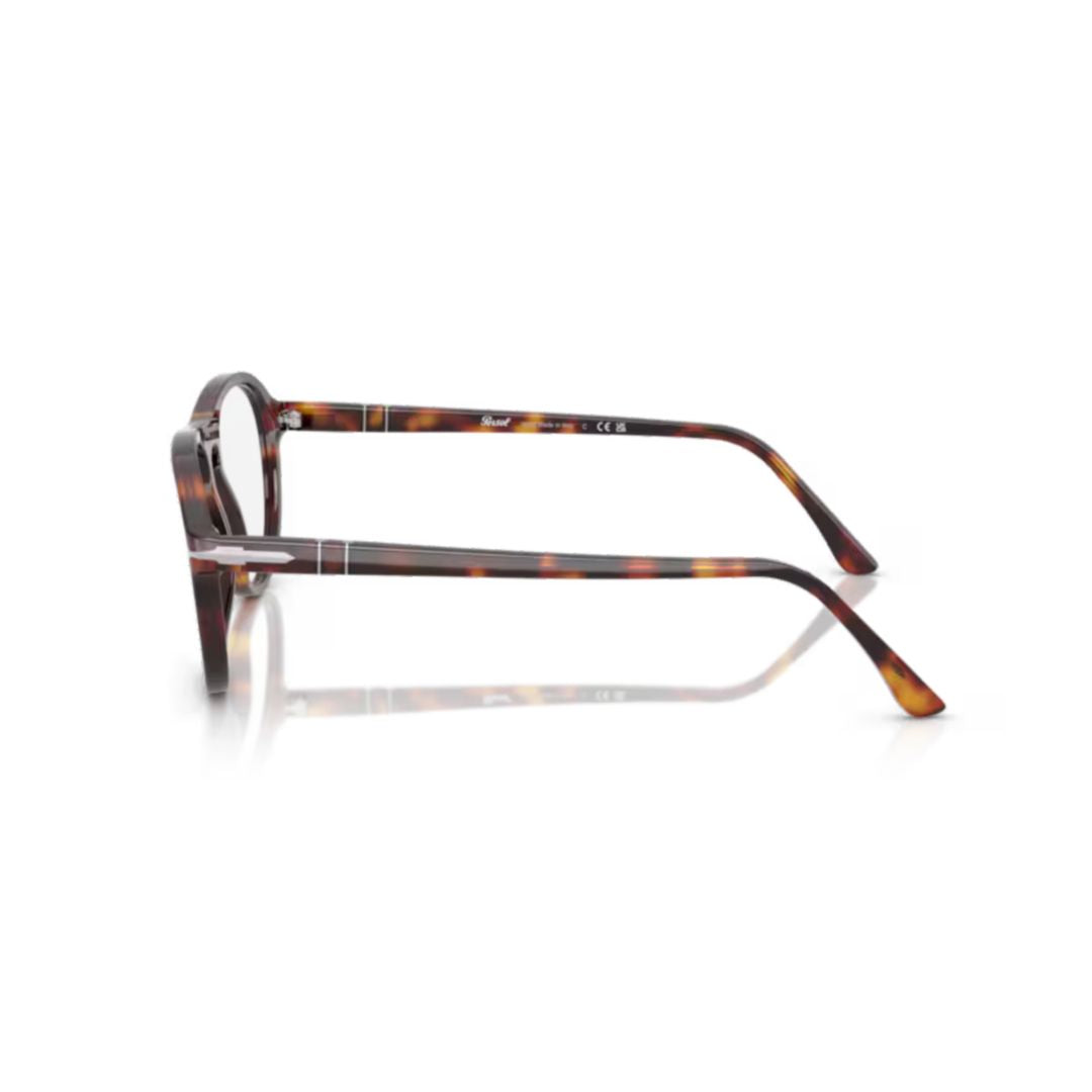 0po3371v Round Frame Tortoiseshell Acetate Eyeglasses with Keyhole Bridge