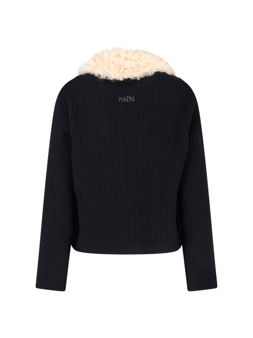 'Montone Collar' Cardigan – Black