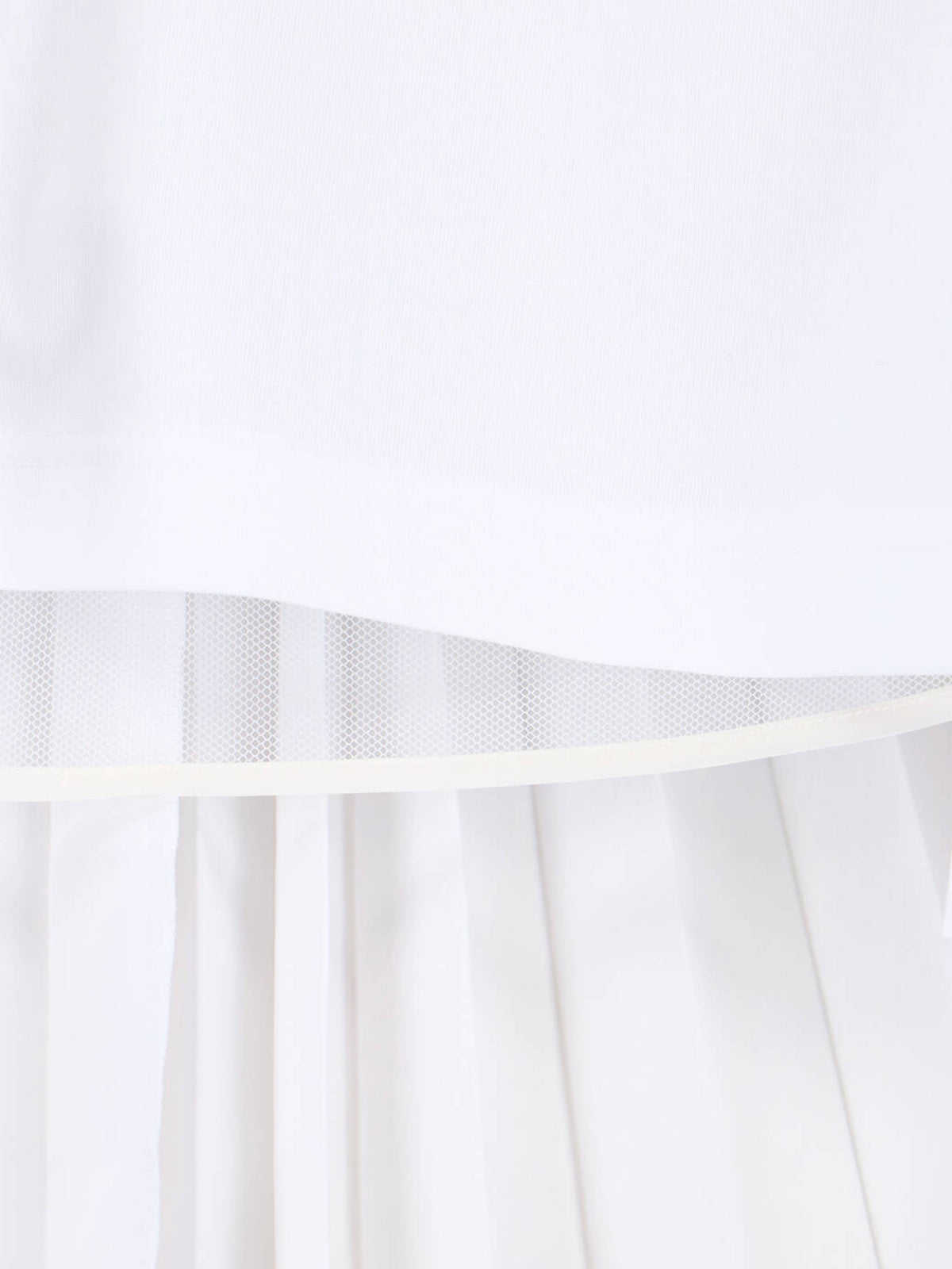 White Panel Design Pleated Cotton T-Shirt