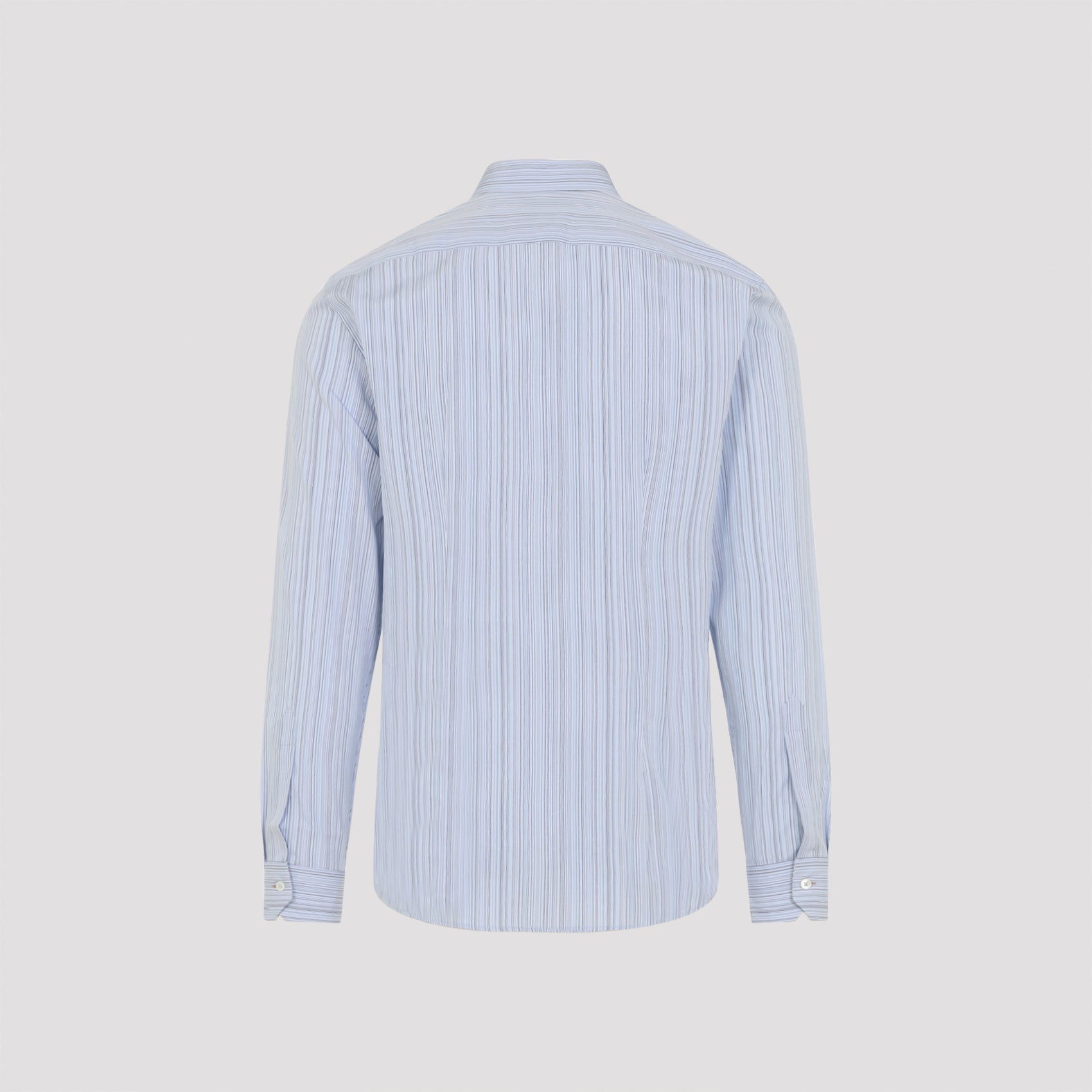 Light Blue Striped Casual Shirt With Traditional Collar